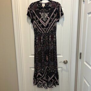 KNOX ROSE purple patchwork boho maxi dress (M)